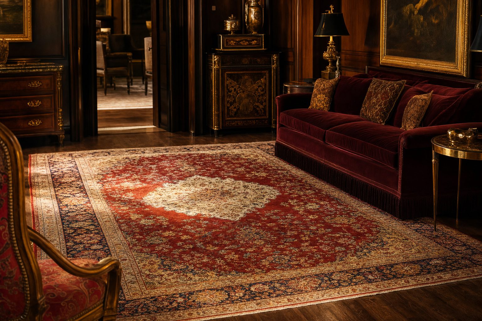 Handmade rugs in an interior setting