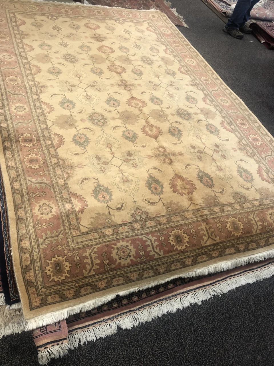Gold Rust Floral Border Rug — The Rug Center