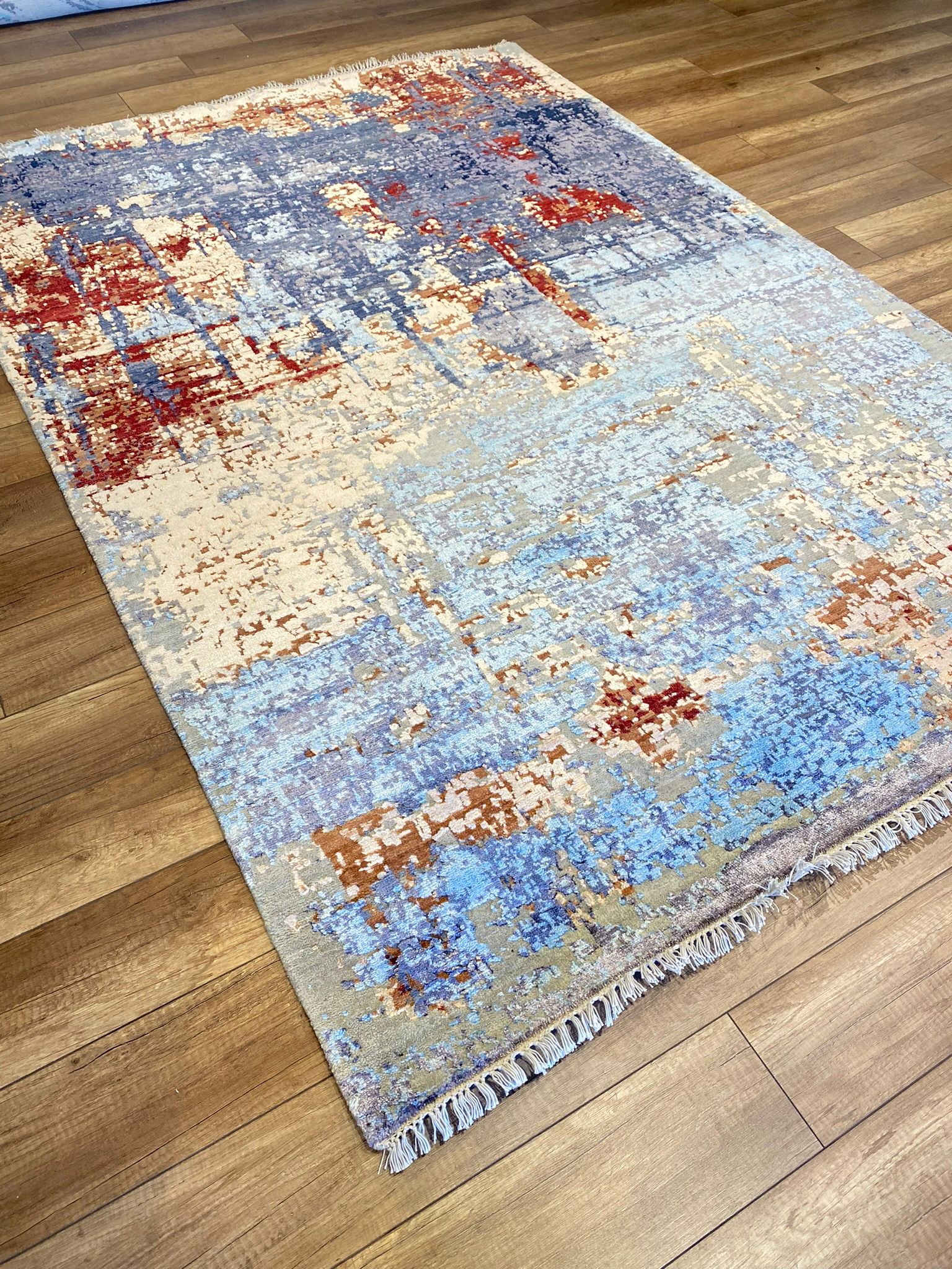 Modern Abstract Distressed Red/Pastel