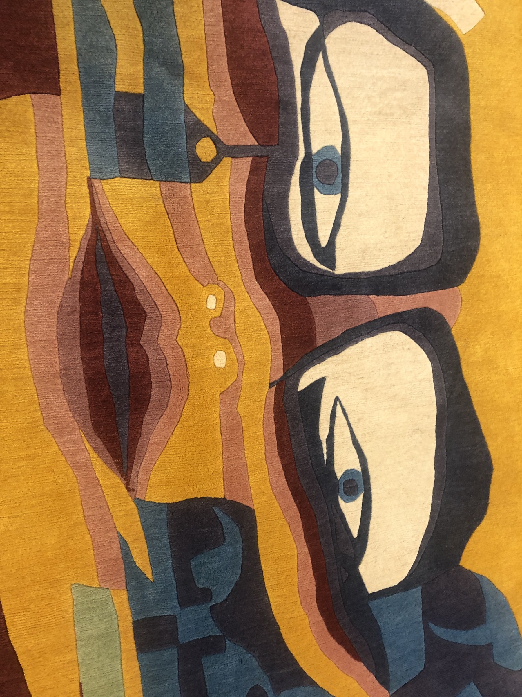 Amber Navy Cubist Face Rug