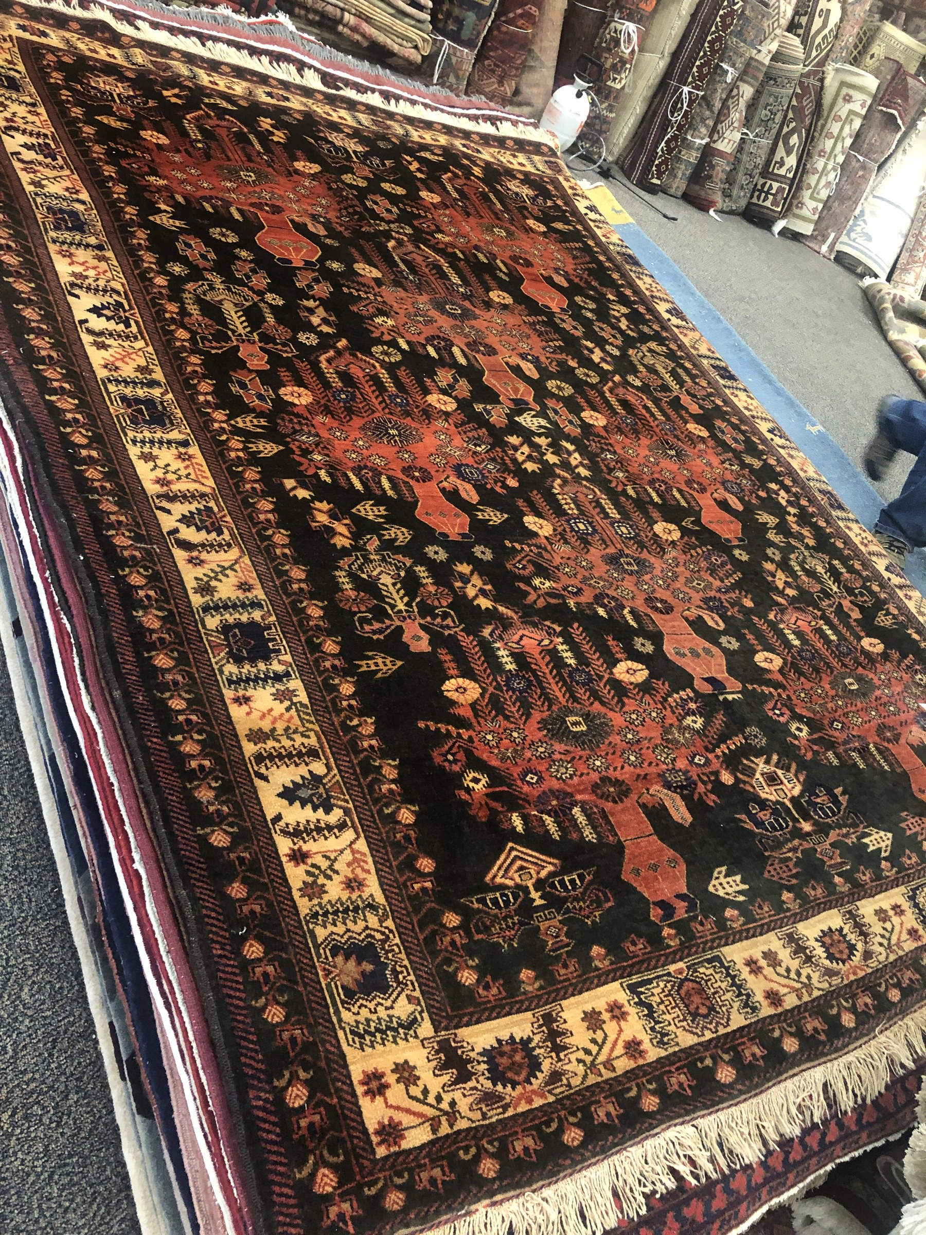 Black Rust Medallion Tribal Rug