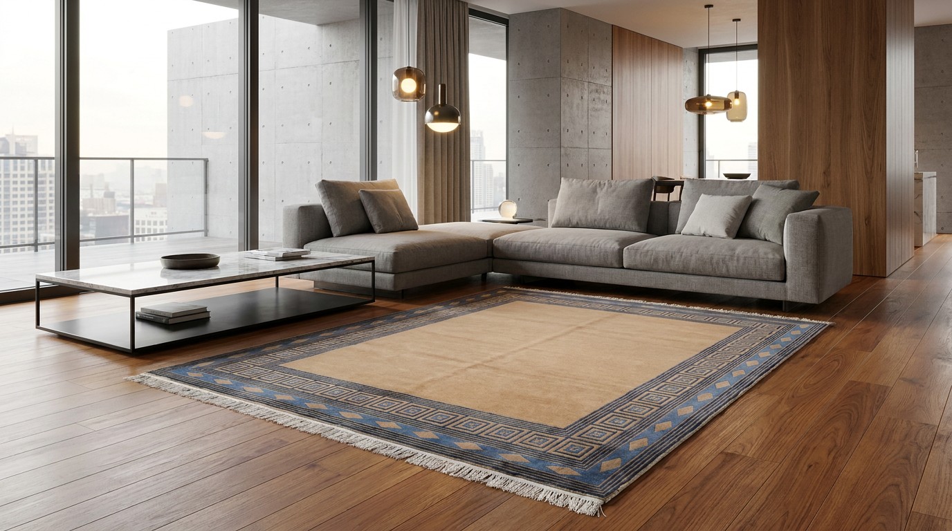 Blue Diamond Border Rug