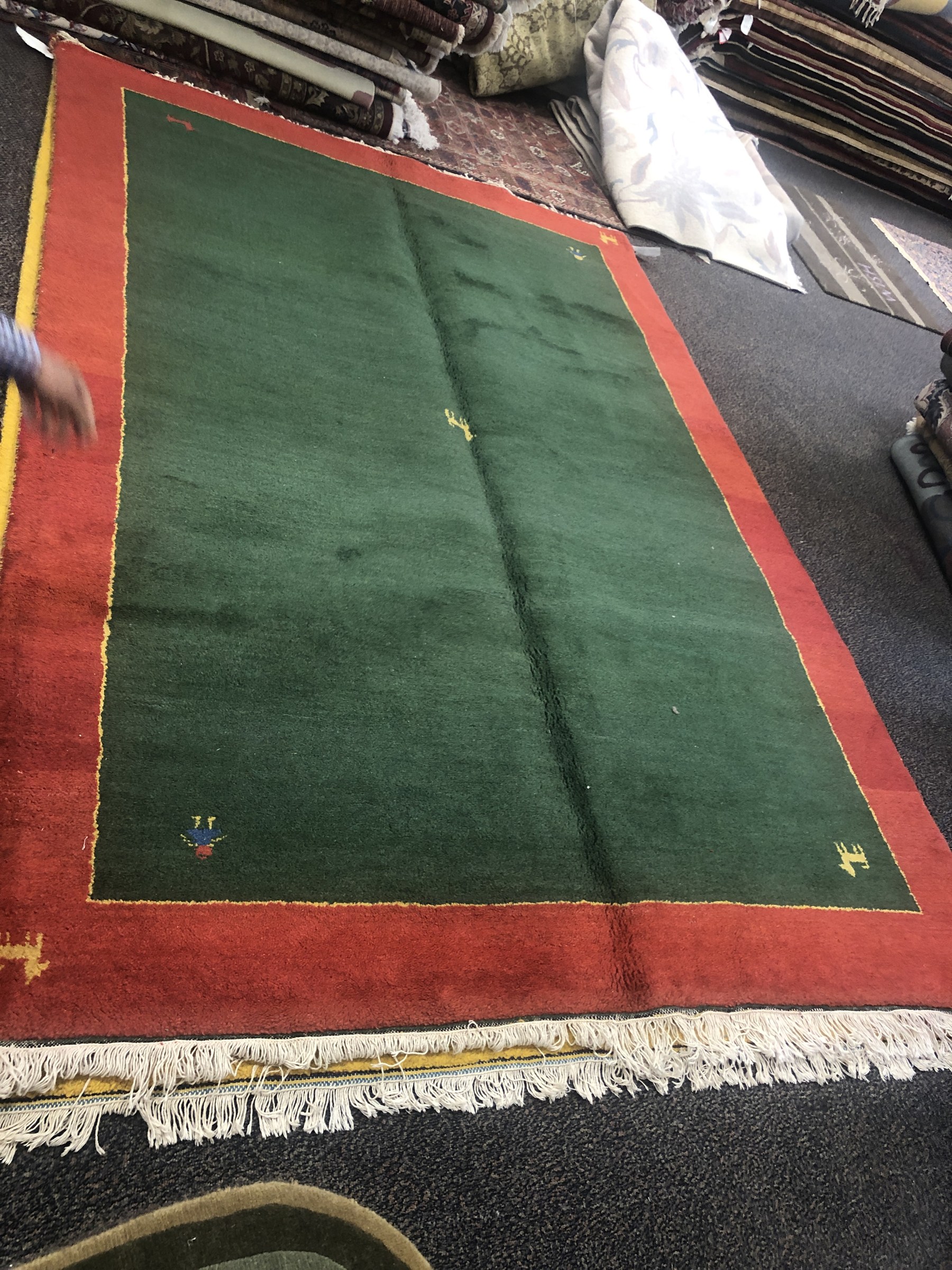 Emerald Green Border Rug