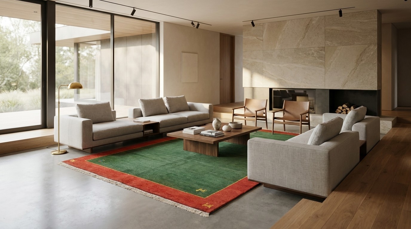 Emerald Green Border Rug