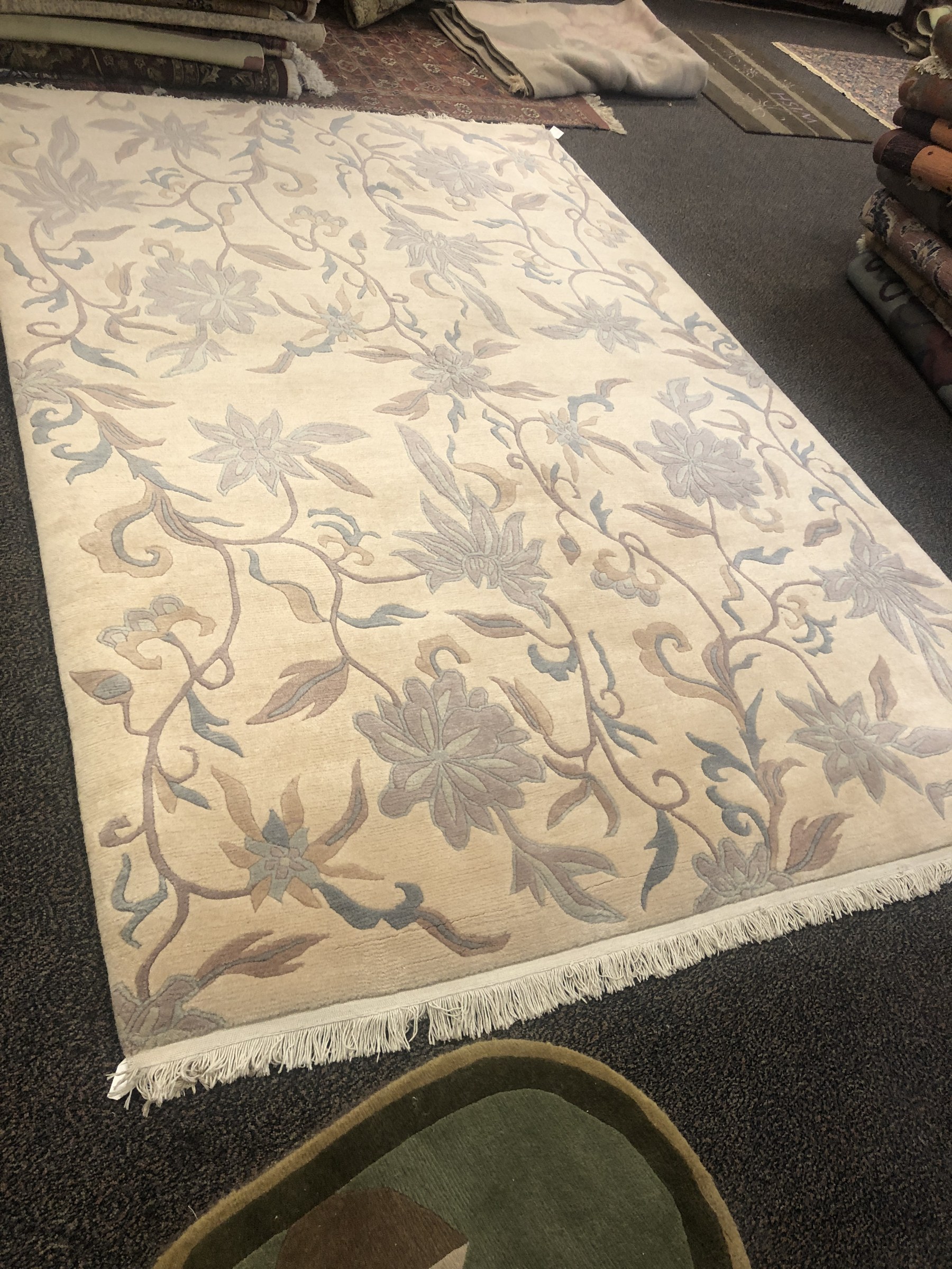 Ivory Blue Floral Vine Rug