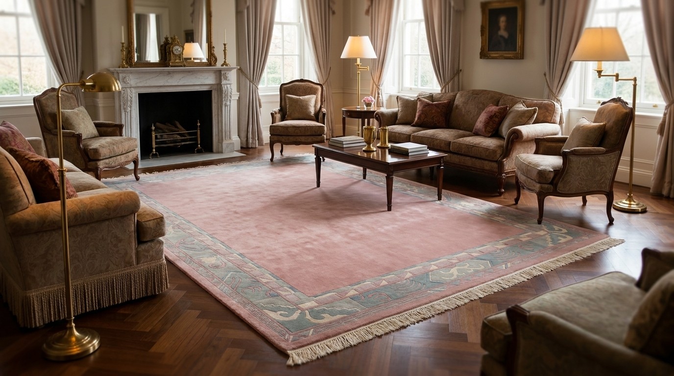 Sage Pink Cloud Dragon Rug