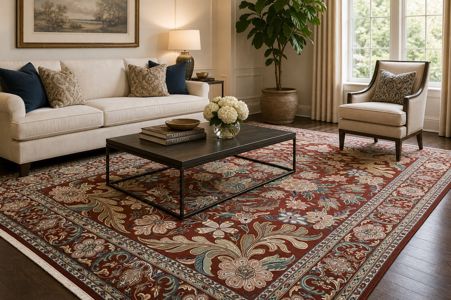 Burgundy Floral Kashan