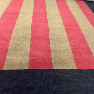 New Arrivals beige and pink striped modern area rug